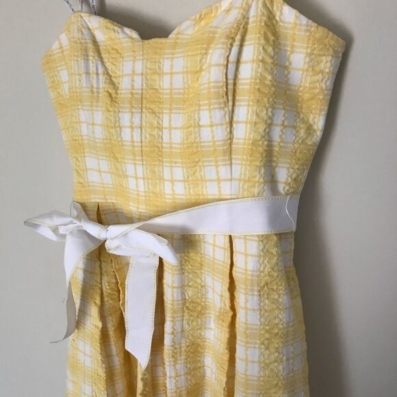 Lilly Pulitzer Sz 8 Yellow white Checked strapless - Picture 4 of 7